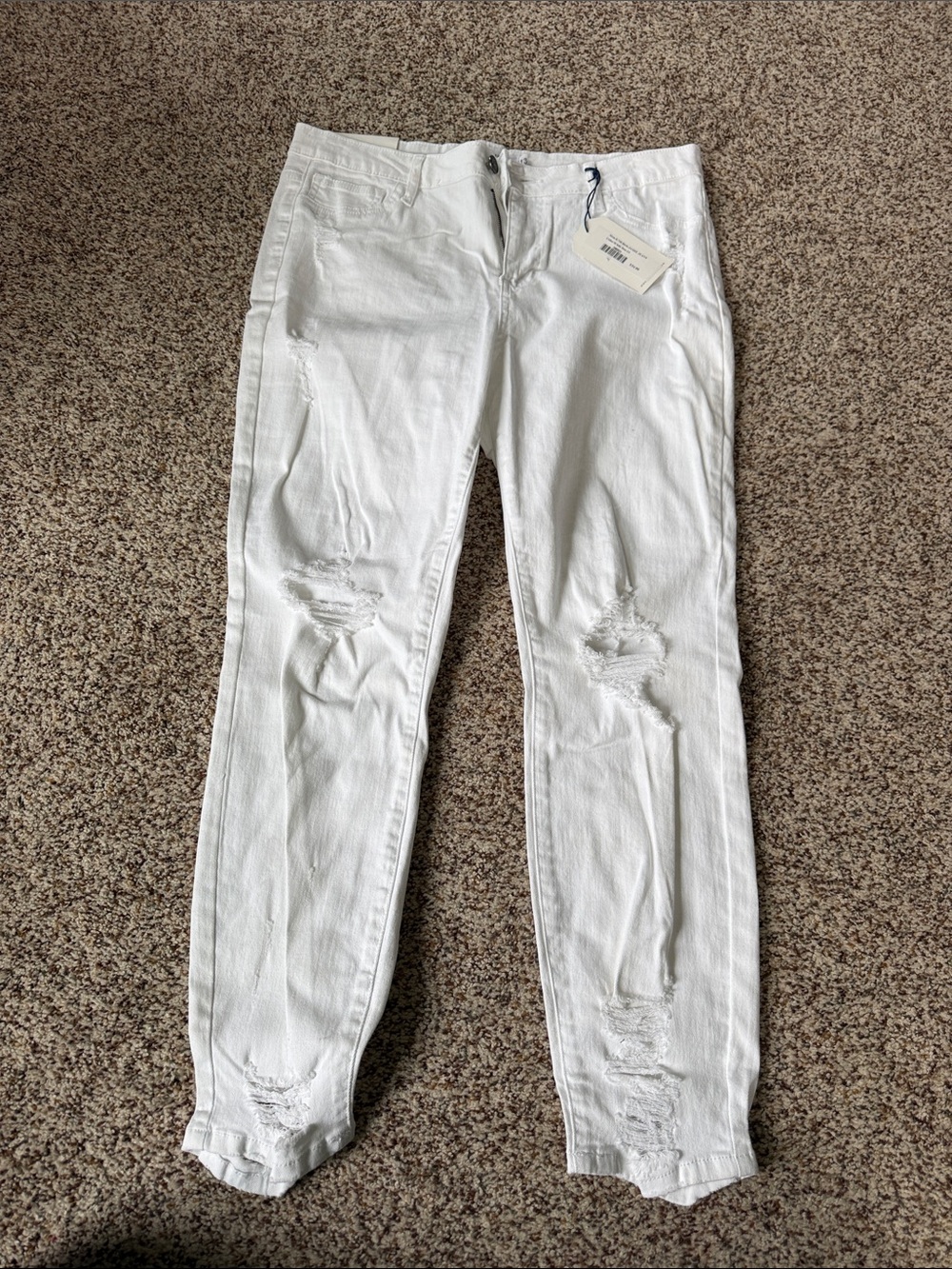 Cello White Skinny Jeans with Distressed Knees